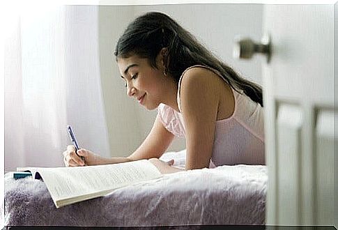 girl doing homework