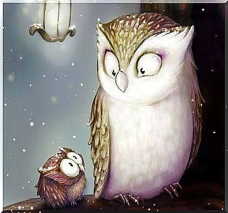 mom correcting little owl