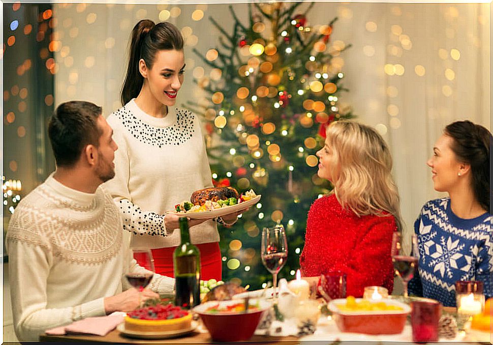 Friends celebrating a healthy Christmas.