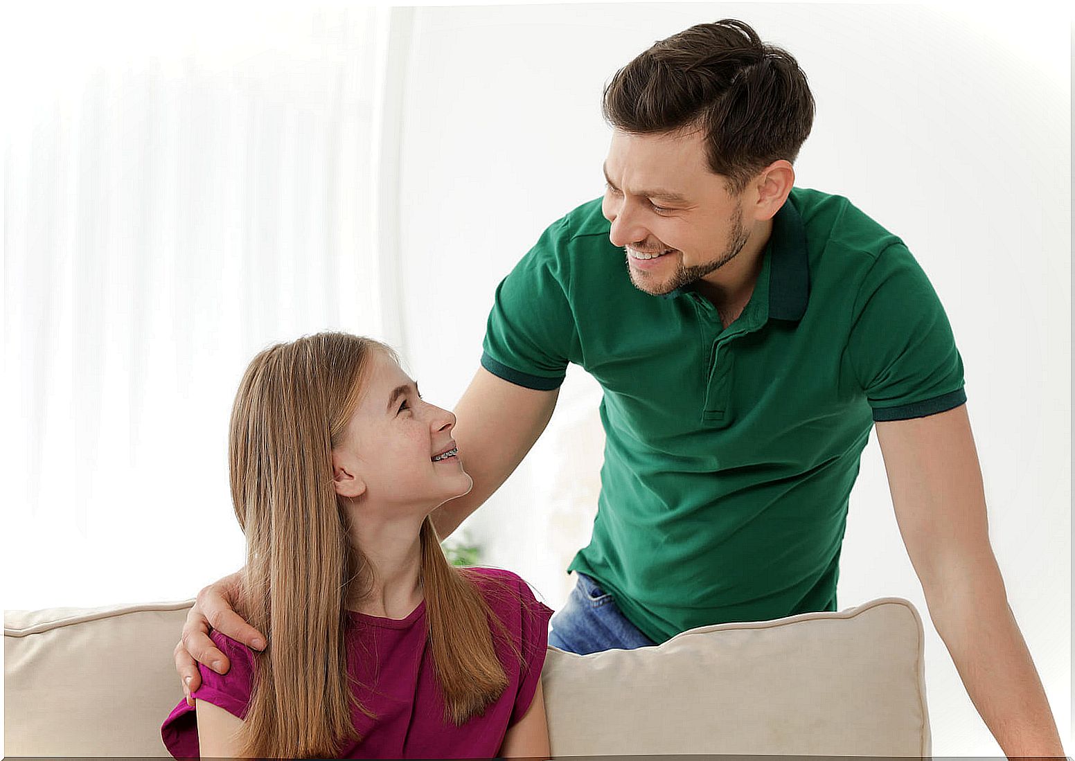 Father talking to his daughter to prevent her from becoming an eternal teenager.